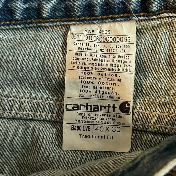 Carhartt Tradition Fit Jeans Mens 40 X 30 Blue Canvas Workwear Dadcore - Picture 3 of 16
